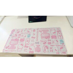 Pink Kawaii Cat Large Desk Mat, Cute Cartoon Non-Slip Mouse Pad